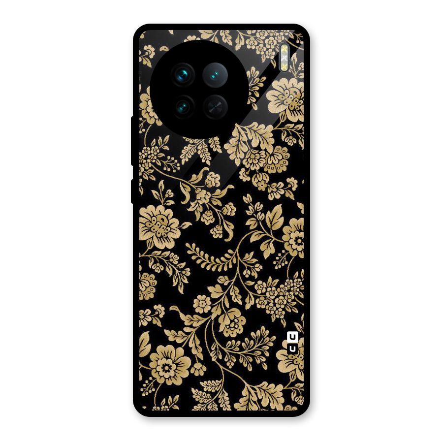 Aesthetic Golden Design Glass Back Case for Vivo X90