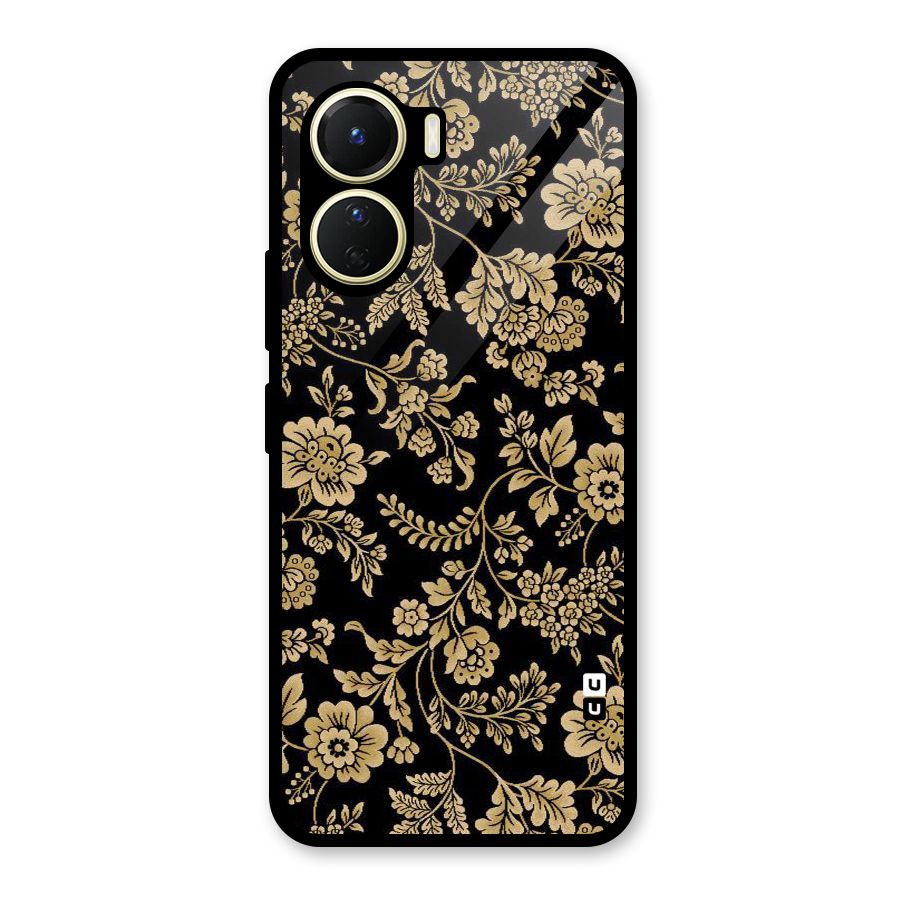 Aesthetic Golden Design Glass Back Case for Vivo Y56