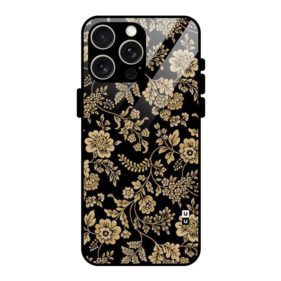 Aesthetic Golden Design Glass Back Case for iPhone 15 Pro Max