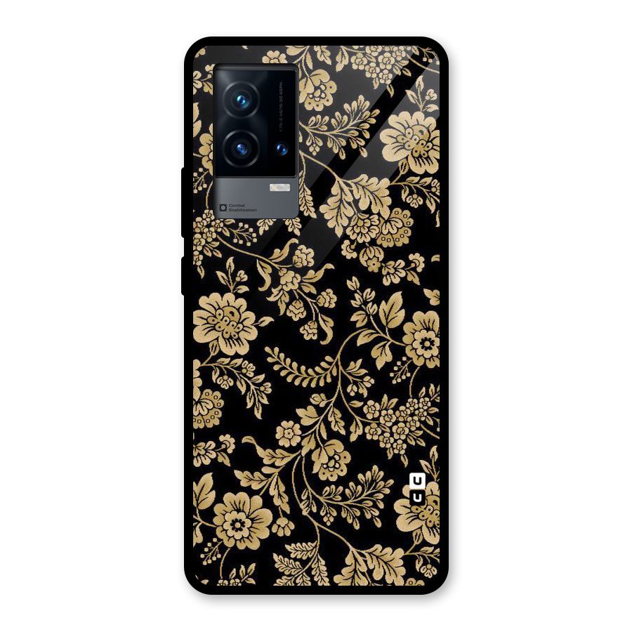 Aesthetic Golden Design Glass Back Case for iQOO 9 5G