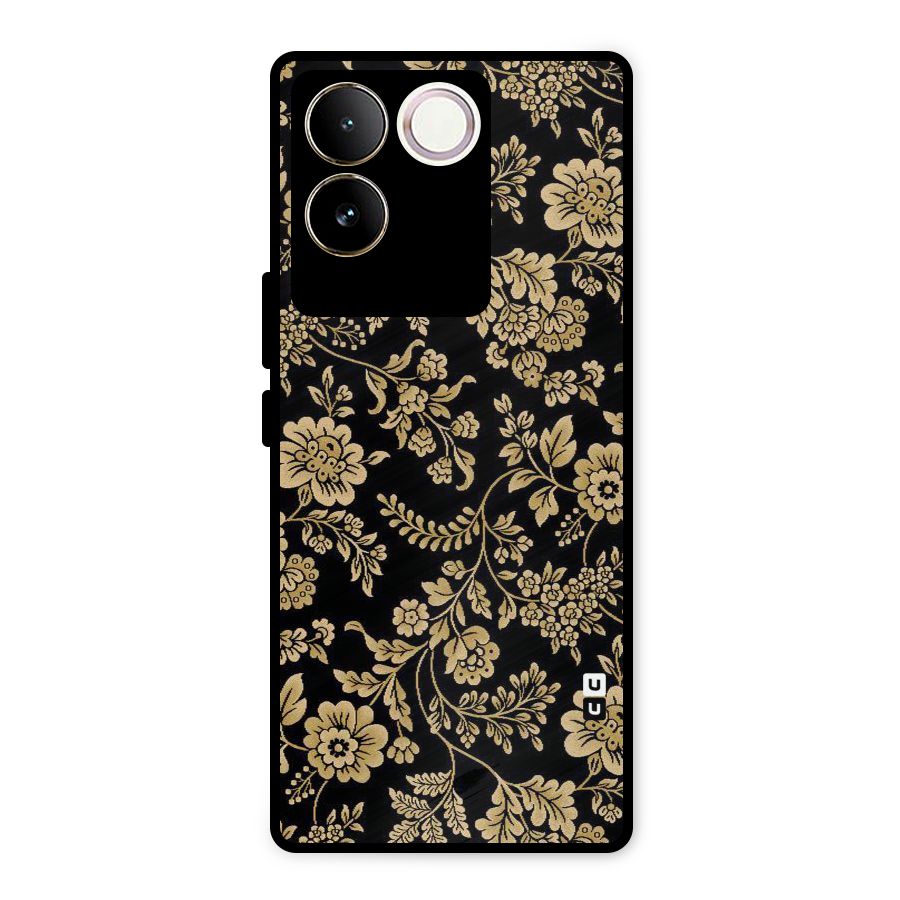 Aesthetic Golden Design Metal Back Case for Vivo T2 Pro