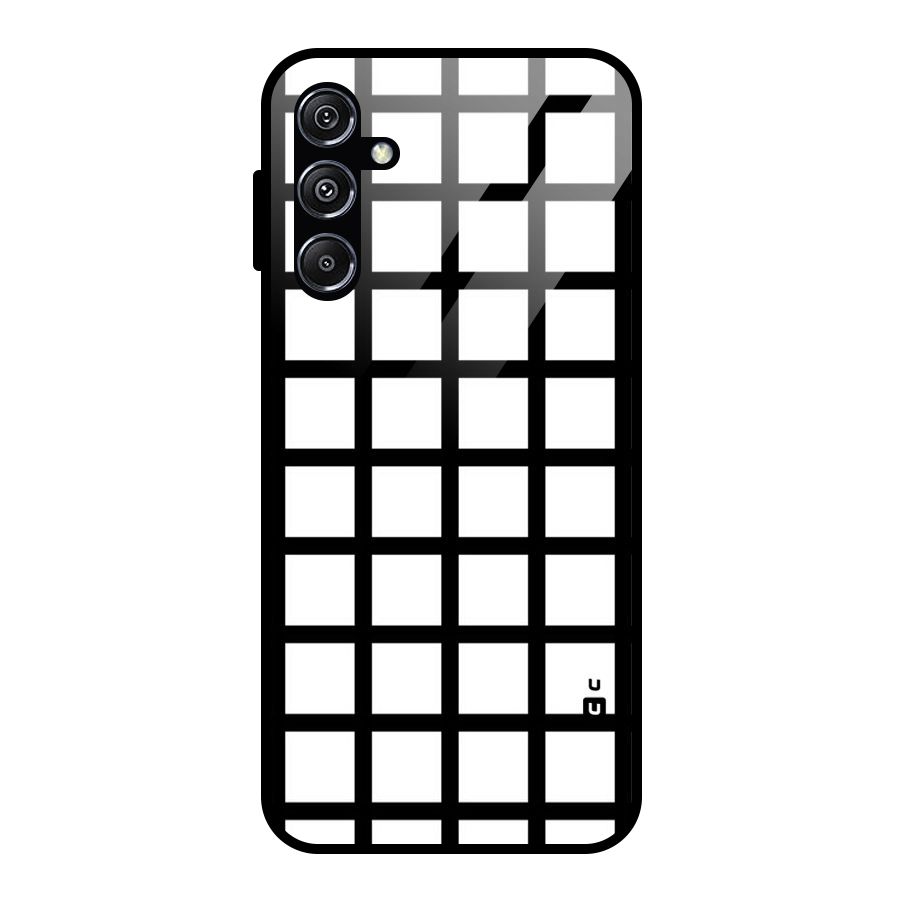 Aesthetic Grid Lines Glass Back Case for Galaxy M34 5G