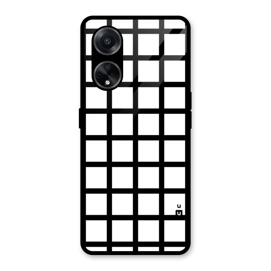 Aesthetic Grid Lines Glass Back Case for Oppo F23