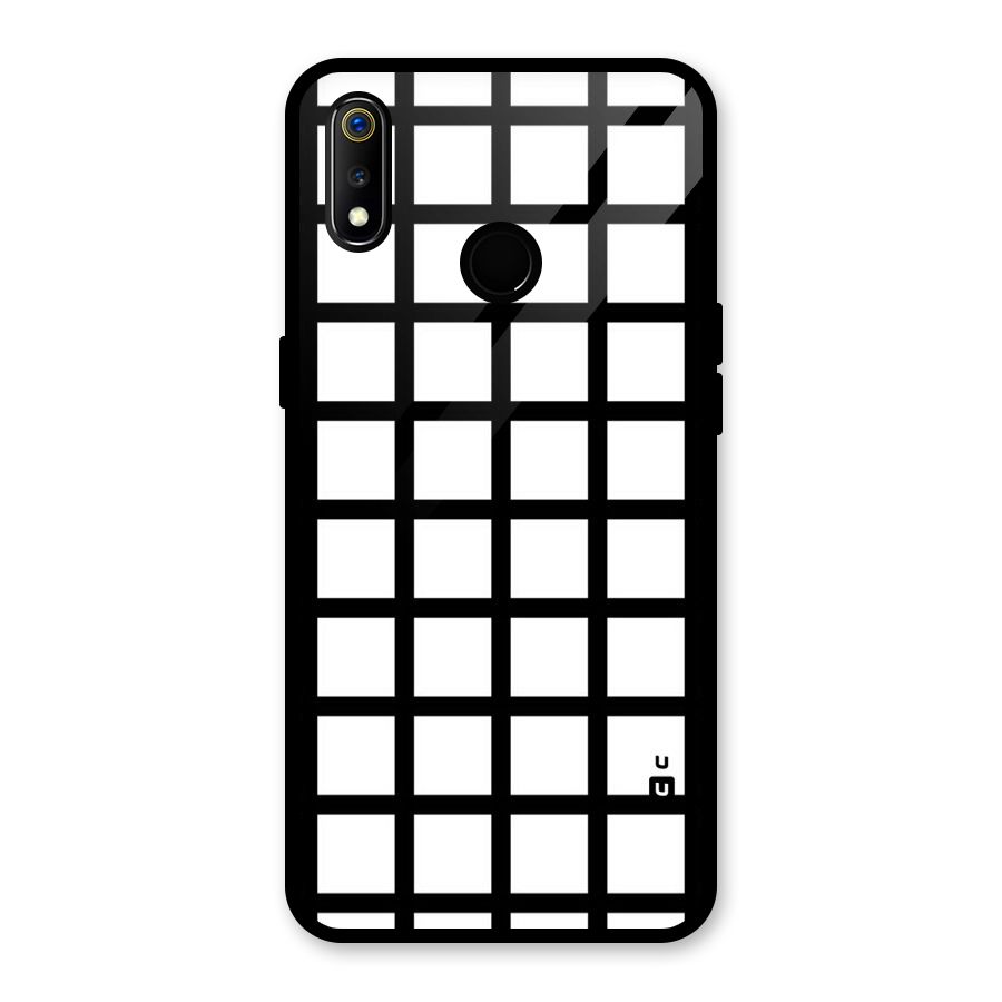Aesthetic Grid Lines Glass Back Case for Realme 3