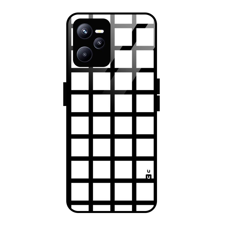 Aesthetic Grid Lines Glass Back Case for Realme C35