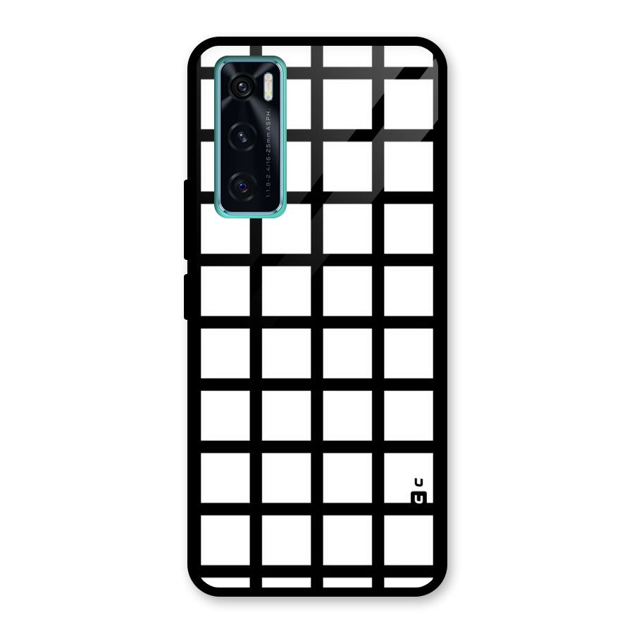 Aesthetic Grid Lines Glass Back Case for Vivo V20 SE