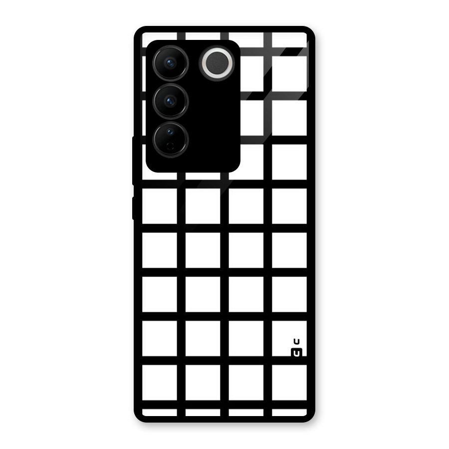 Aesthetic Grid Lines Glass Back Case for Vivo V27 Pro