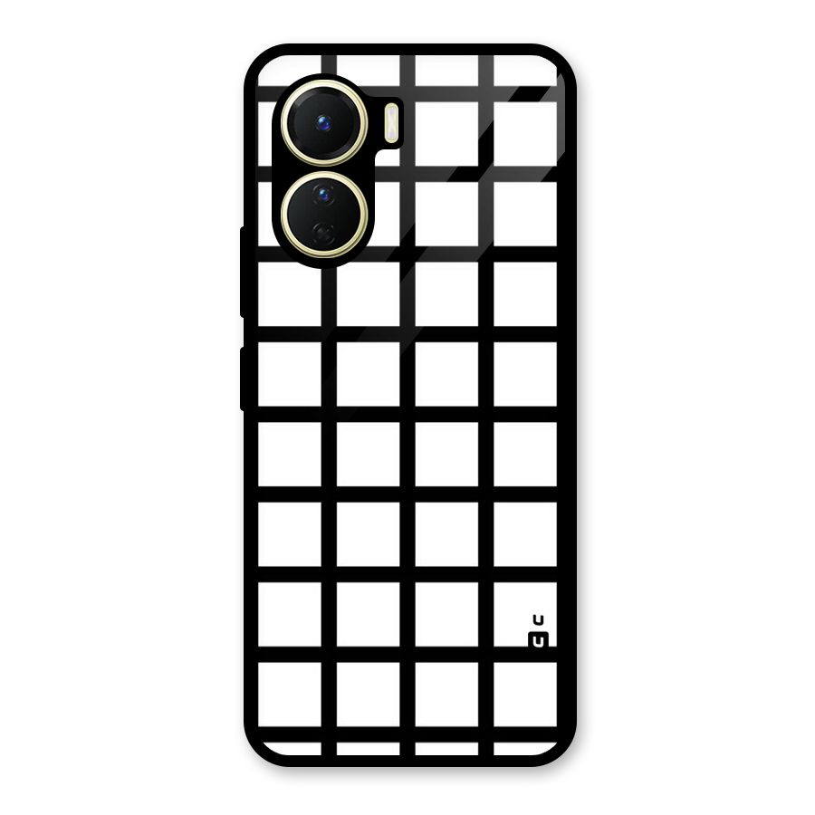 Aesthetic Grid Lines Glass Back Case for Vivo Y16
