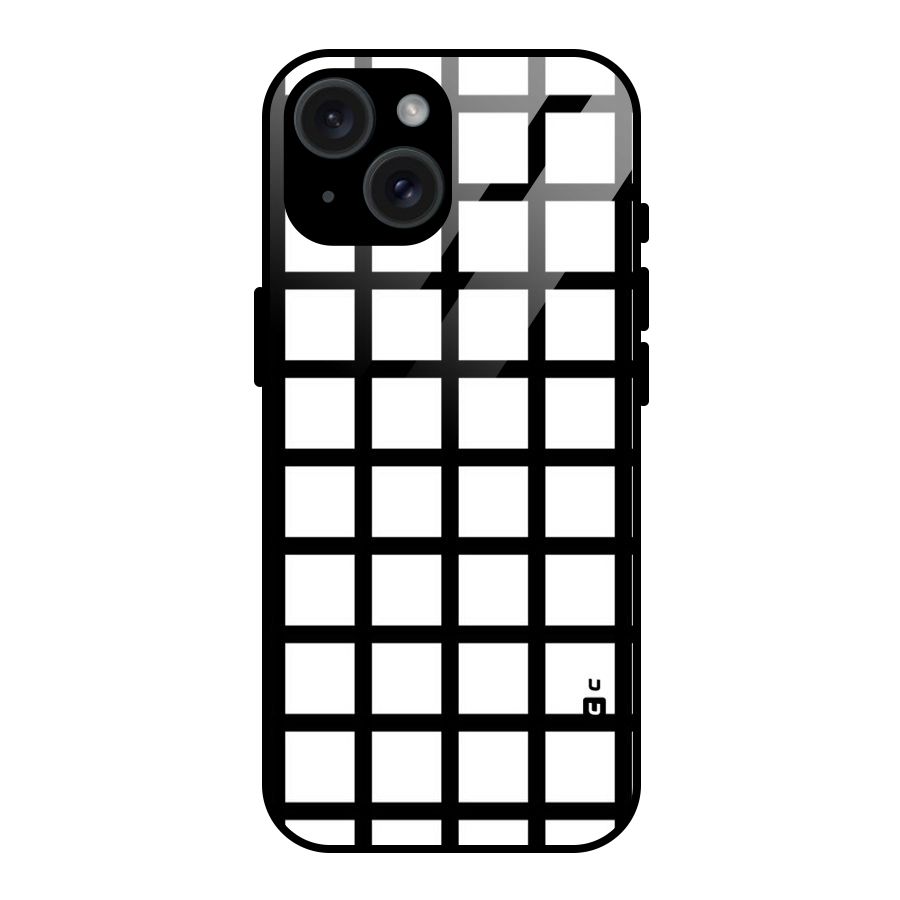 Aesthetic Grid Lines Glass Back Case for iPhone 15