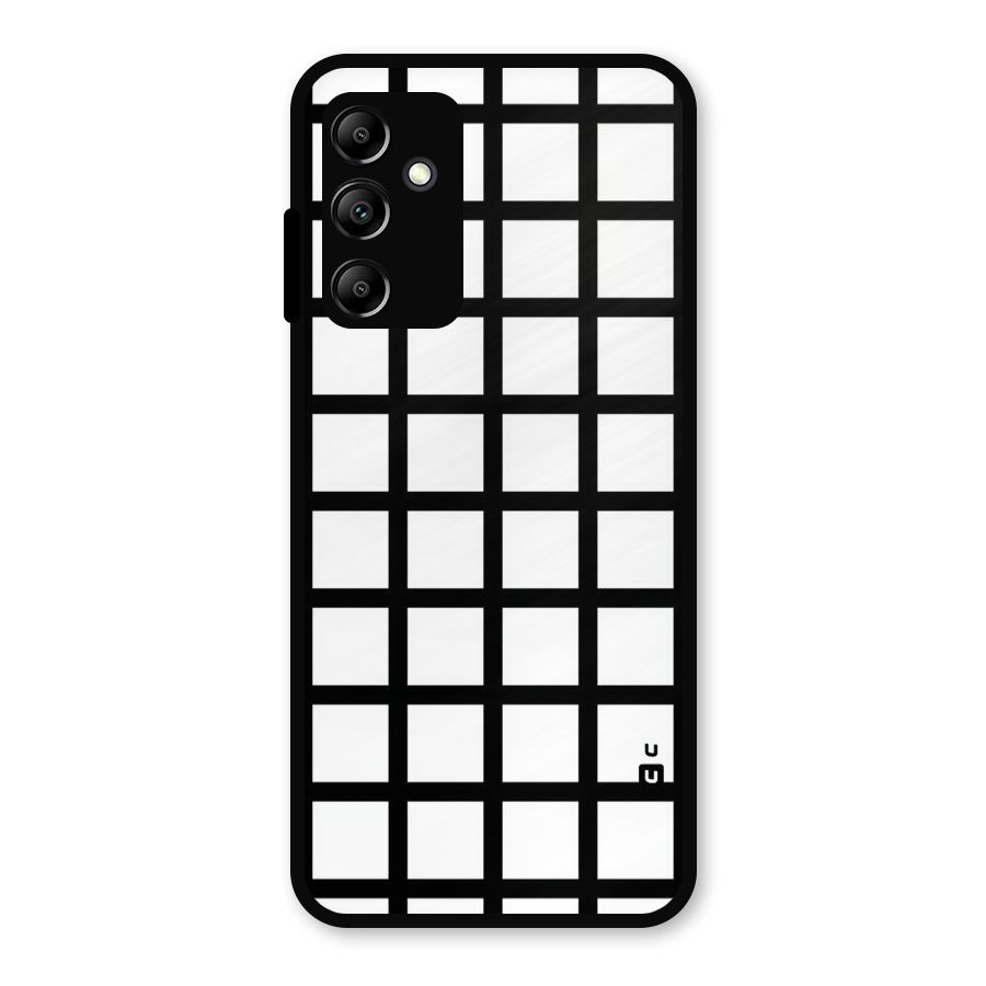 Aesthetic Grid Lines Metal Back Case for Galaxy A14 5G