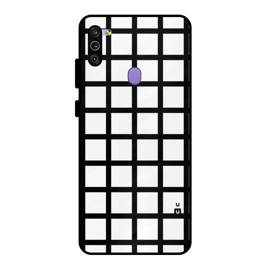 Aesthetic Grid Lines Metal Back Case for Galaxy M11