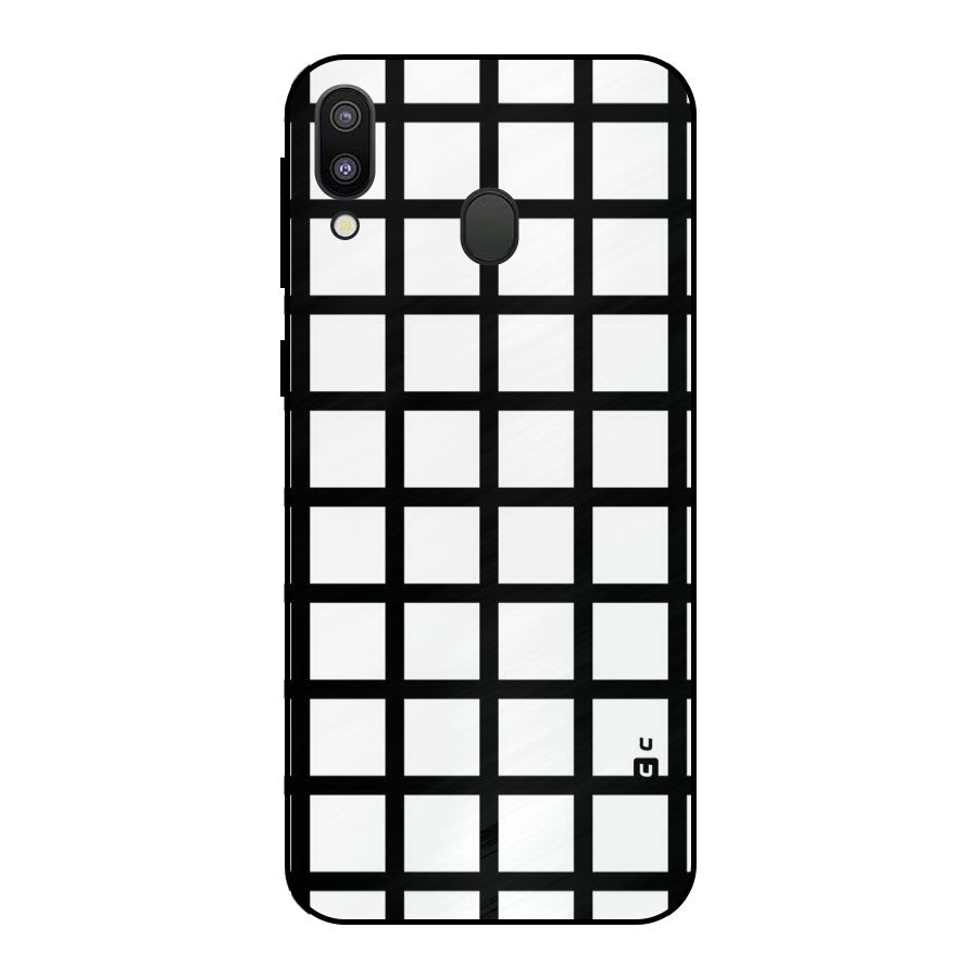 Aesthetic Grid Lines Metal Back Case for Galaxy M20