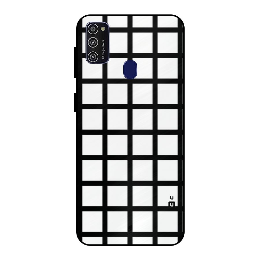 Aesthetic Grid Lines Metal Back Case for Galaxy M21