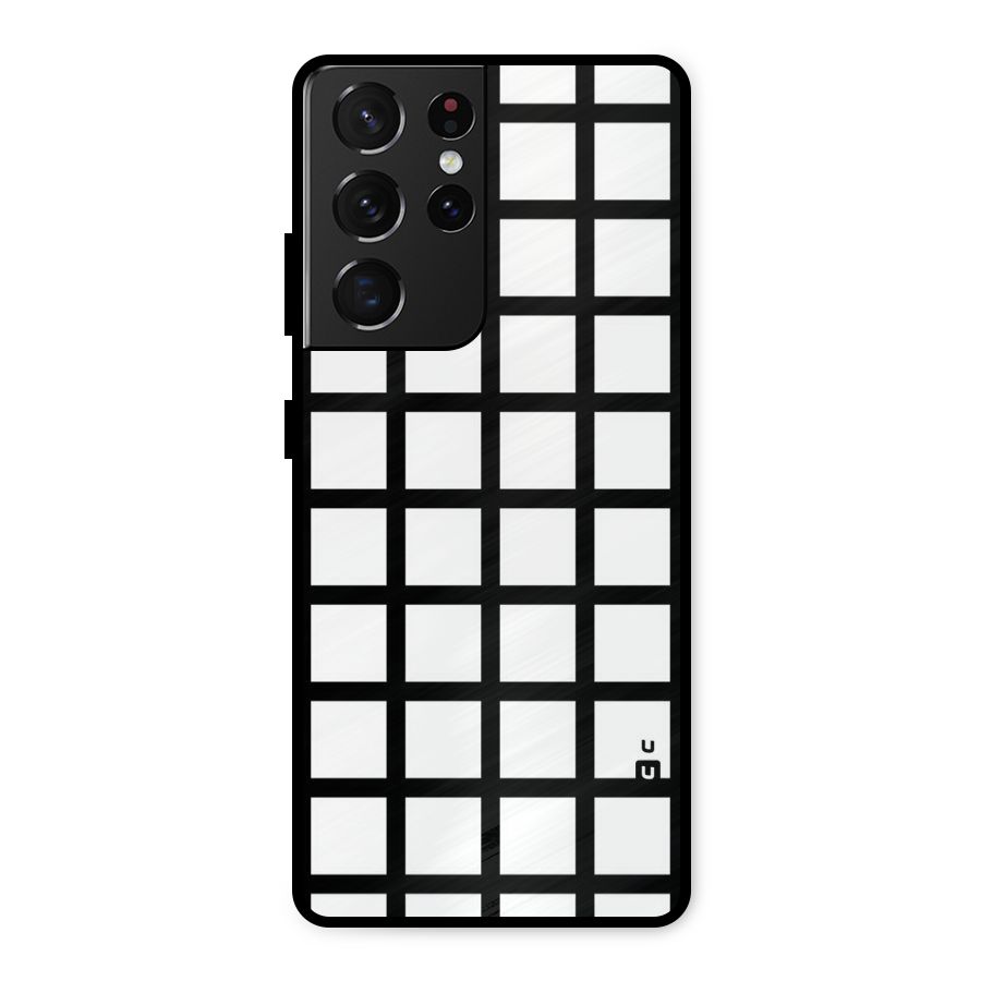 Aesthetic Grid Lines Metal Back Case for Galaxy S21 Ultra 5G