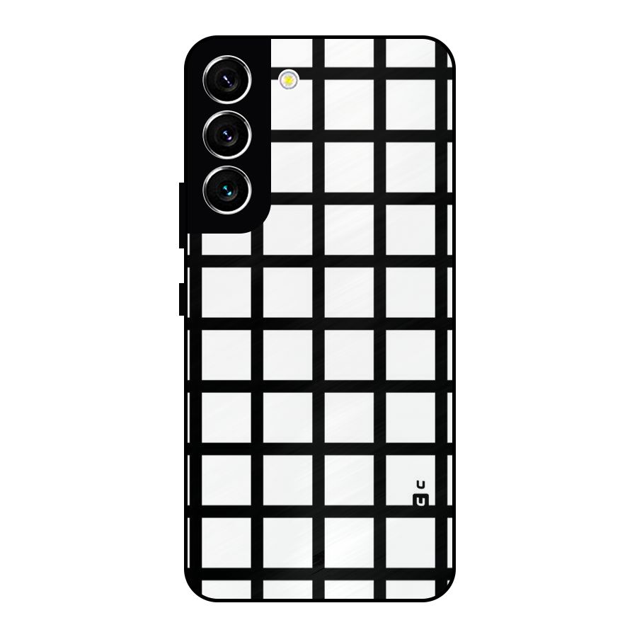 Aesthetic Grid Lines Metal Back Case for Galaxy S22 5G