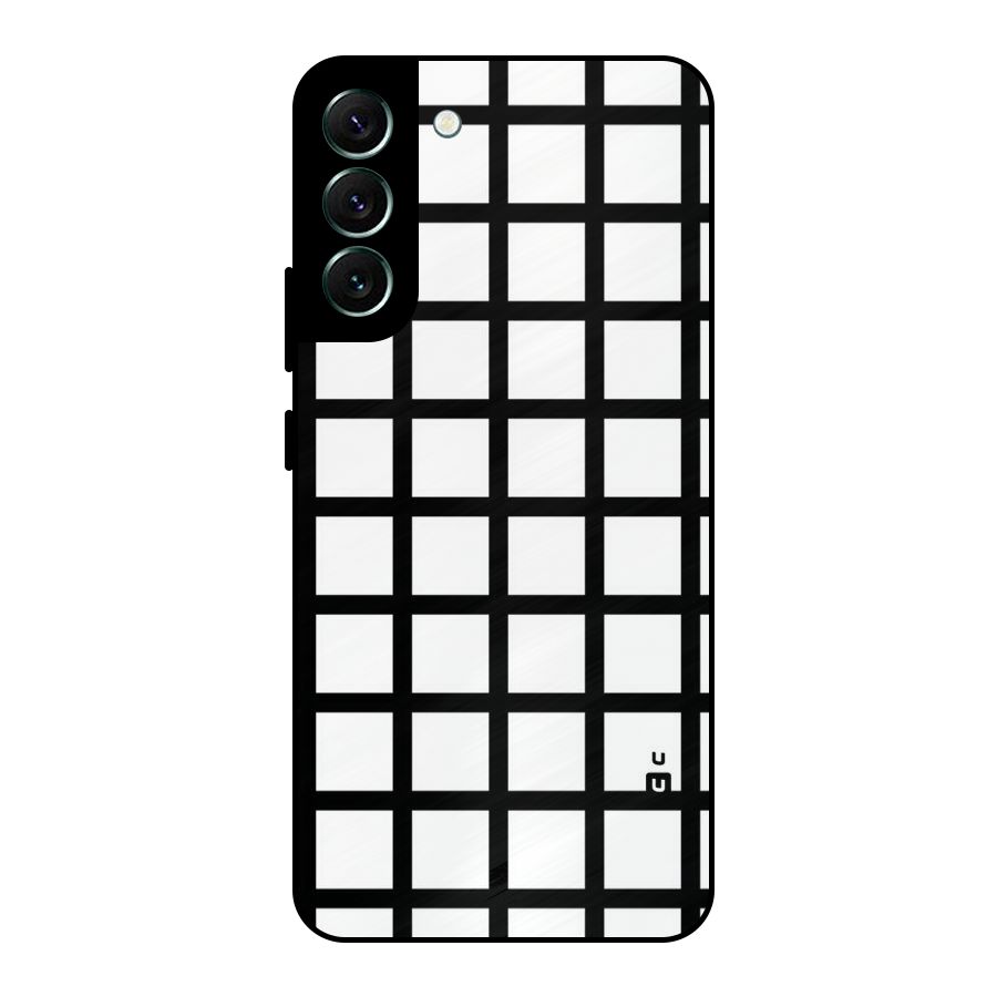 Aesthetic Grid Lines Metal Back Case for Galaxy S22 Plus 5G