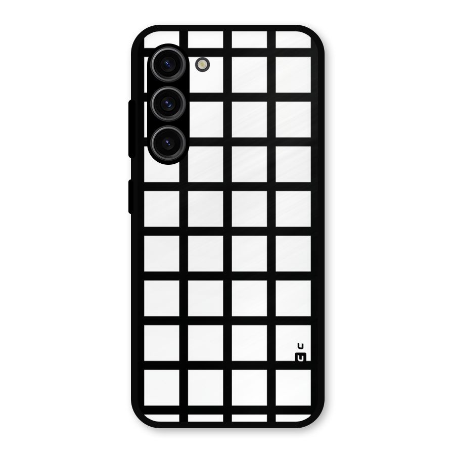 Aesthetic Grid Lines Metal Back Case for Galaxy S23