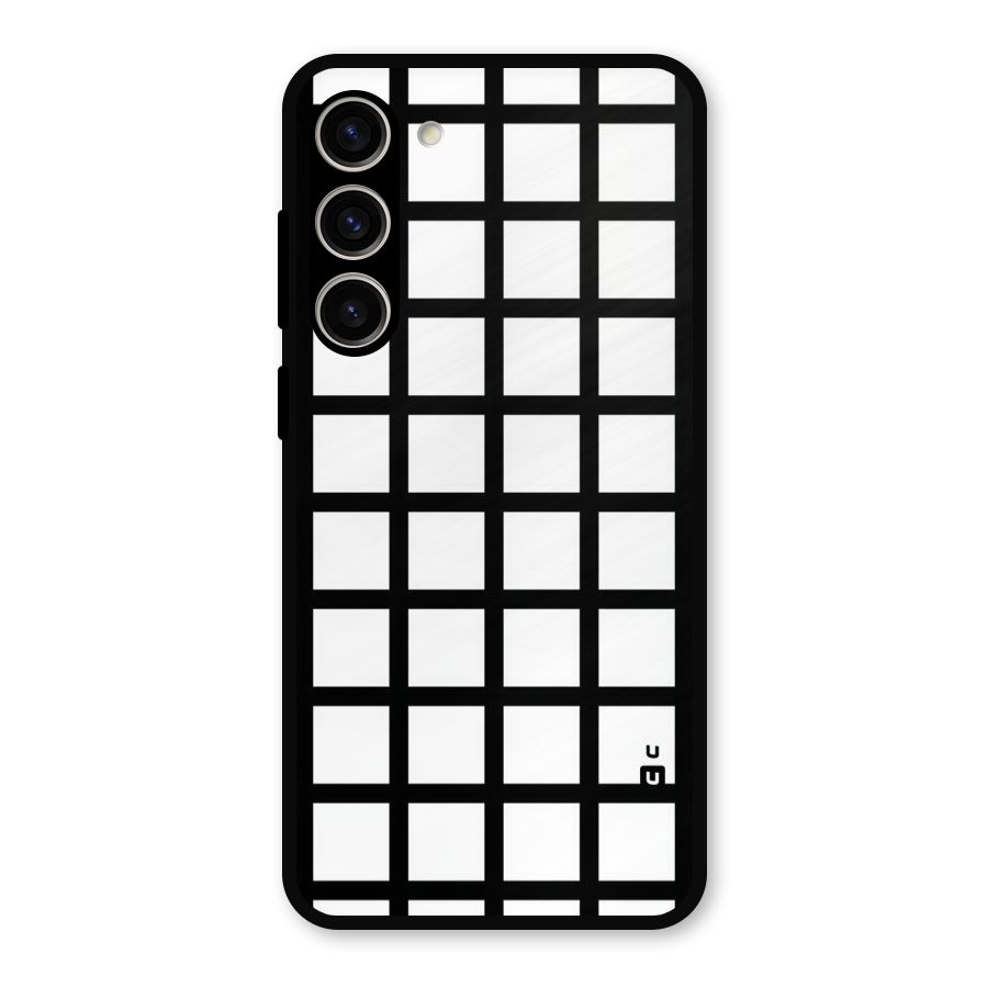 Aesthetic Grid Lines Metal Back Case for Galaxy S23 Plus