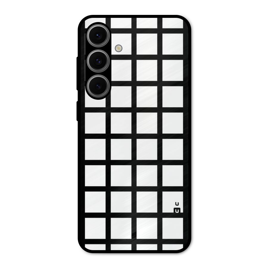 Aesthetic Grid Lines Metal Back Case for Galaxy S24 FE