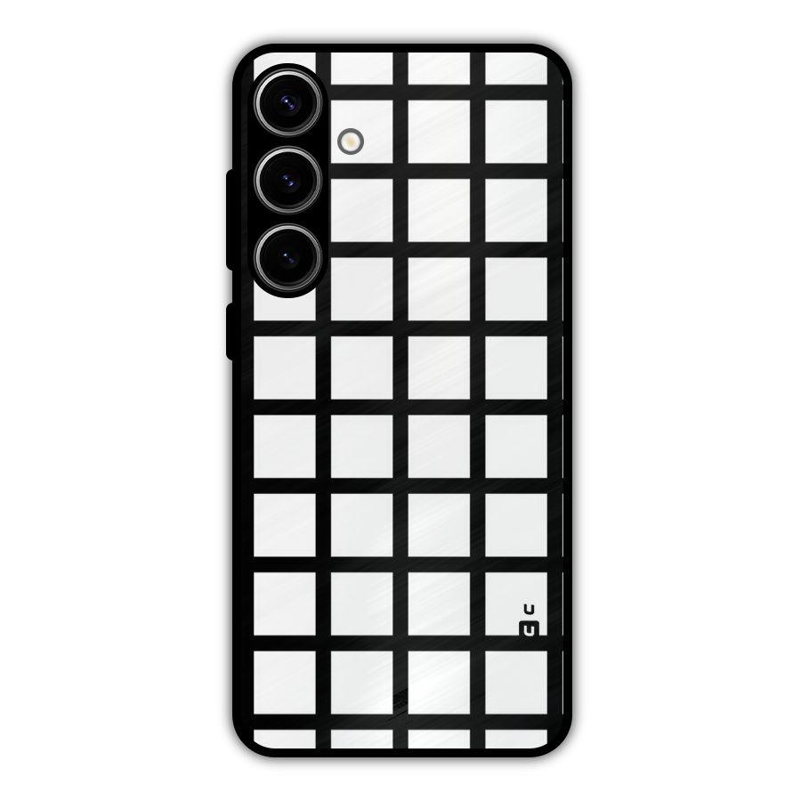Aesthetic Grid Lines Metal Back Case for Galaxy S24 Plus
