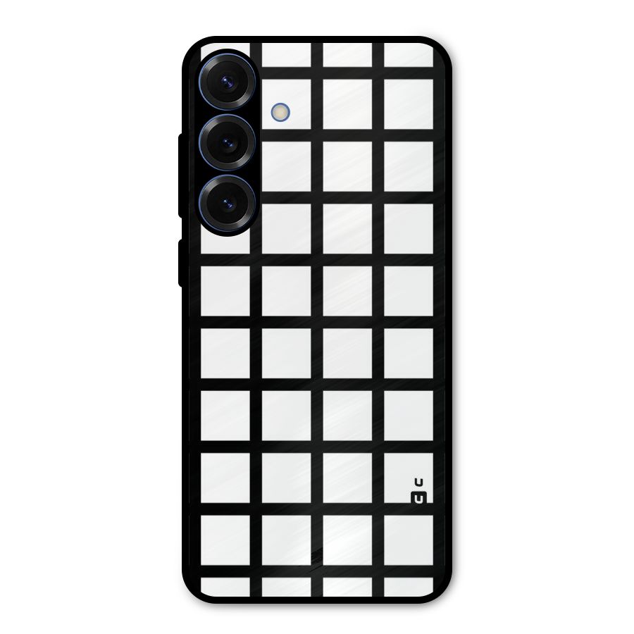 Aesthetic Grid Lines Metal Back Case for Galaxy S25 Plus