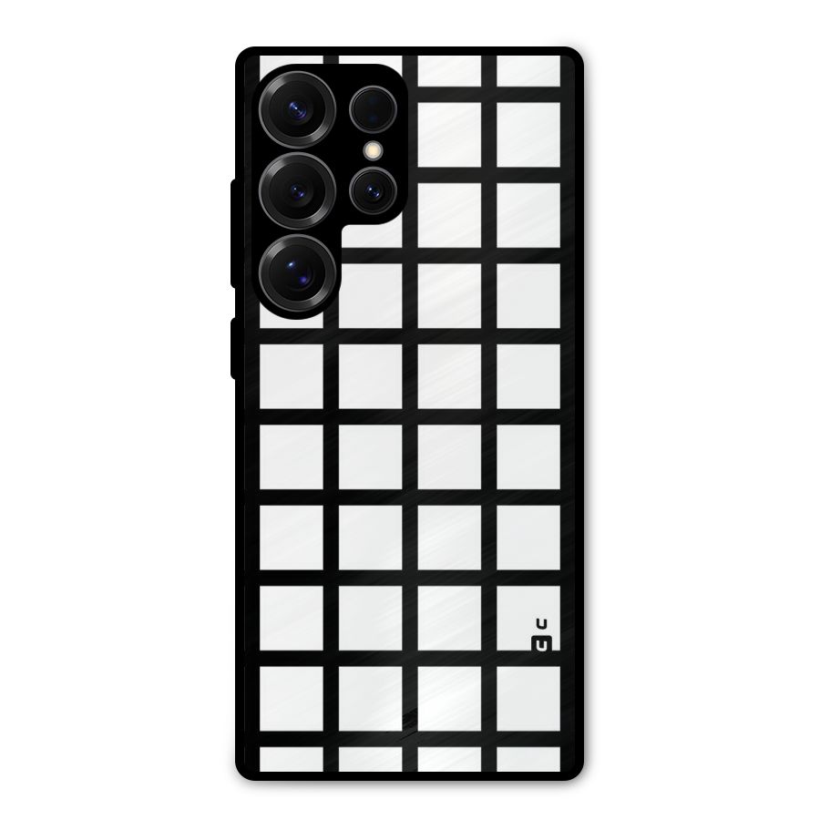 Aesthetic Grid Lines Metal Back Case for Galaxy S25 Ultra