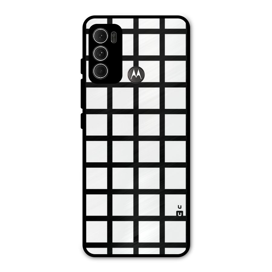 Aesthetic Grid Lines Metal Back Case for Moto G60