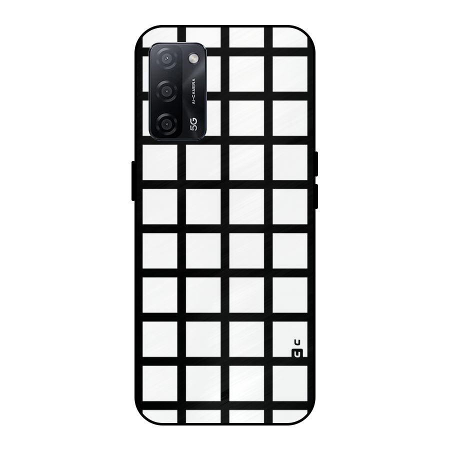 Aesthetic Grid Lines Metal Back Case for Oppo A53s 5G