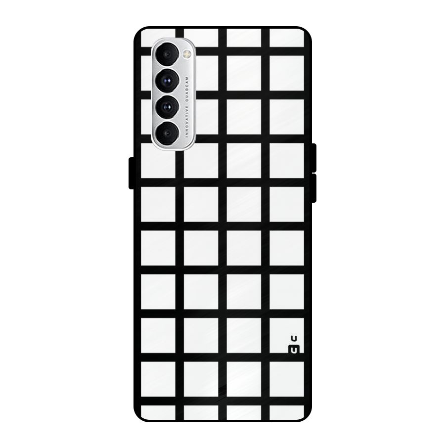 Aesthetic Grid Lines Metal Back Case for Oppo Reno4 Pro