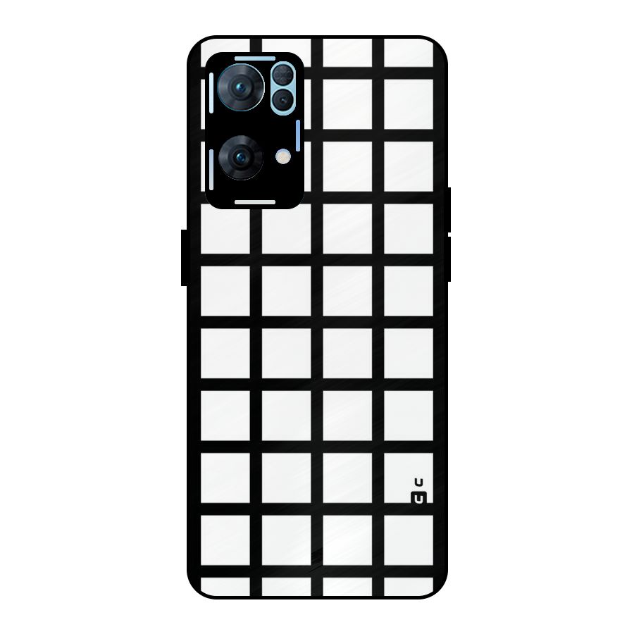 Aesthetic Grid Lines Metal Back Case for Oppo Reno7 Pro 5G