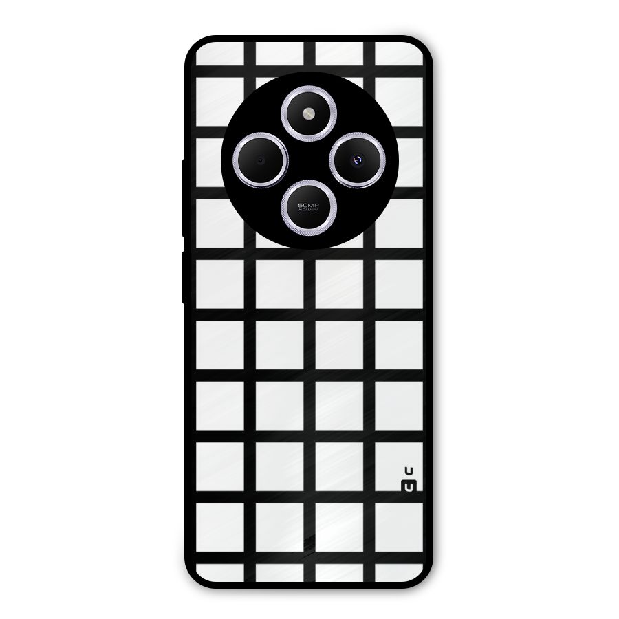 Aesthetic Grid Lines Metal Back Case for Poco C75 5G