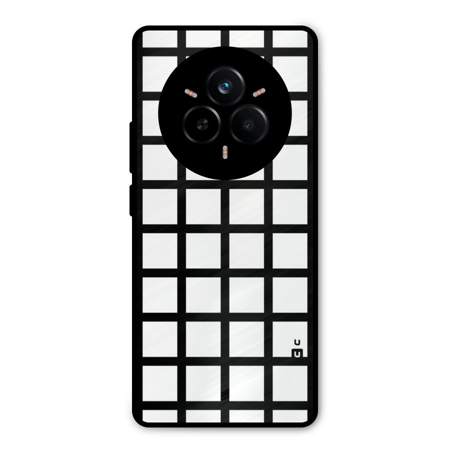 Aesthetic Grid Lines Metal Back Case for Realme 14 Pro