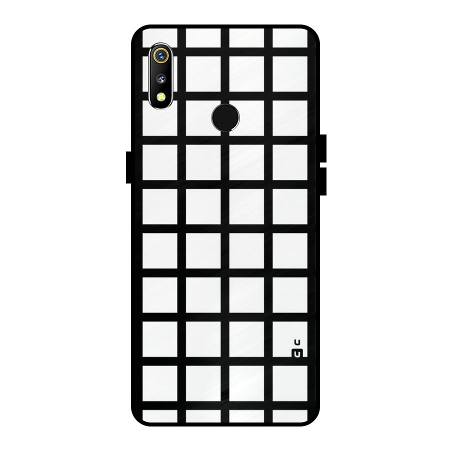 Aesthetic Grid Lines Metal Back Case for Realme 3