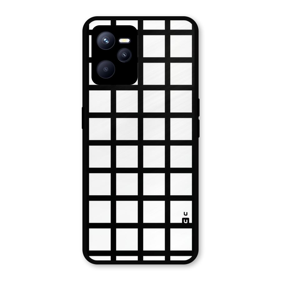 Aesthetic Grid Lines Metal Back Case for Realme C35