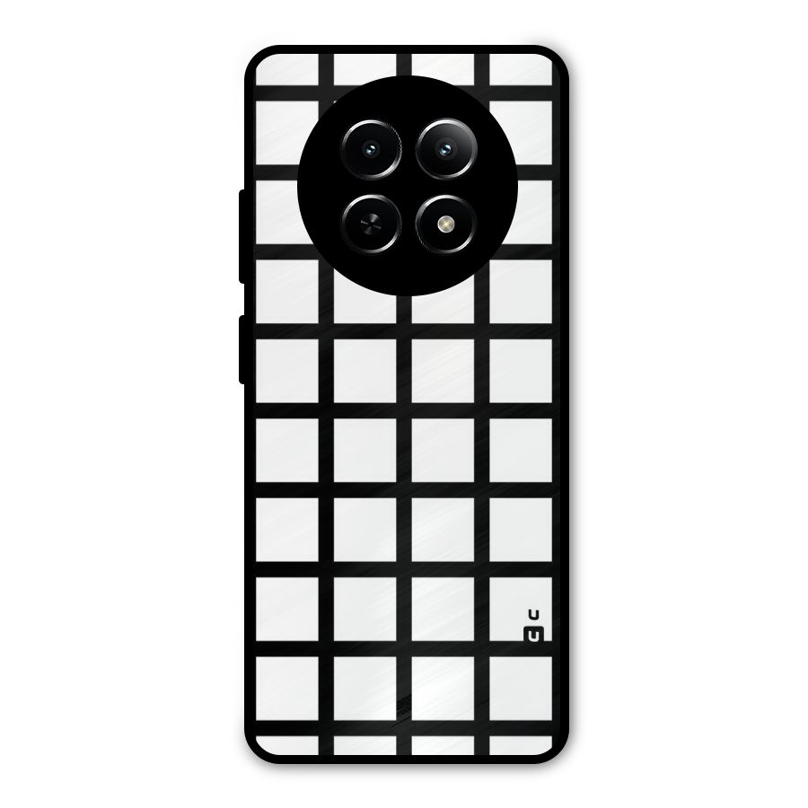 Aesthetic Grid Lines Metal Back Case for Realme Narzo 70x 5G