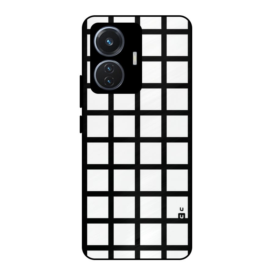 Aesthetic Grid Lines Metal Back Case for Vivo T1 44W