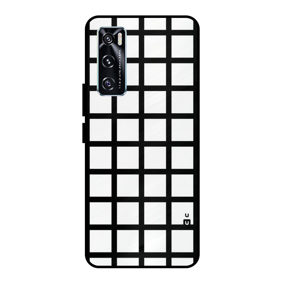 Aesthetic Grid Lines Metal Back Case for Vivo V20 SE