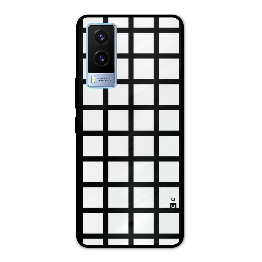 Aesthetic Grid Lines Metal Back Case for Vivo V21e 5G
