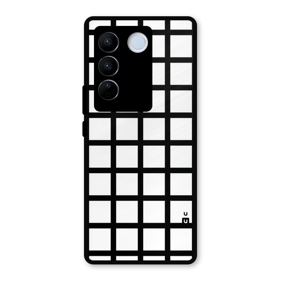Aesthetic Grid Lines Metal Back Case for Vivo V27