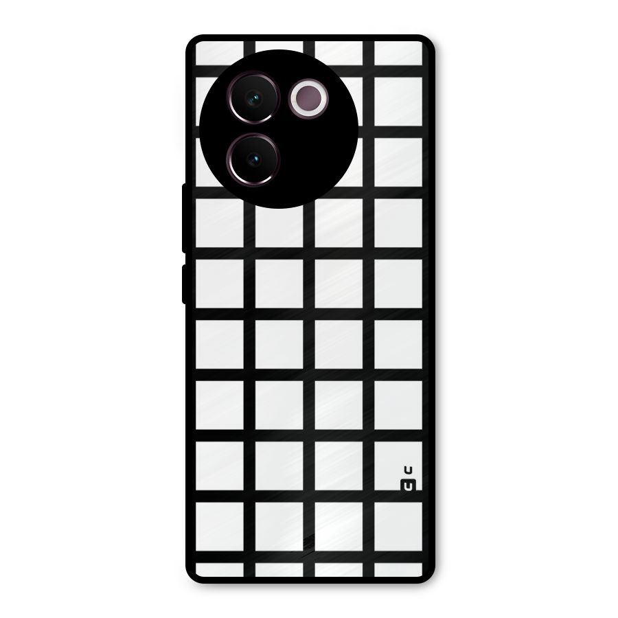 Aesthetic Grid Lines Metal Back Case for Vivo V30e