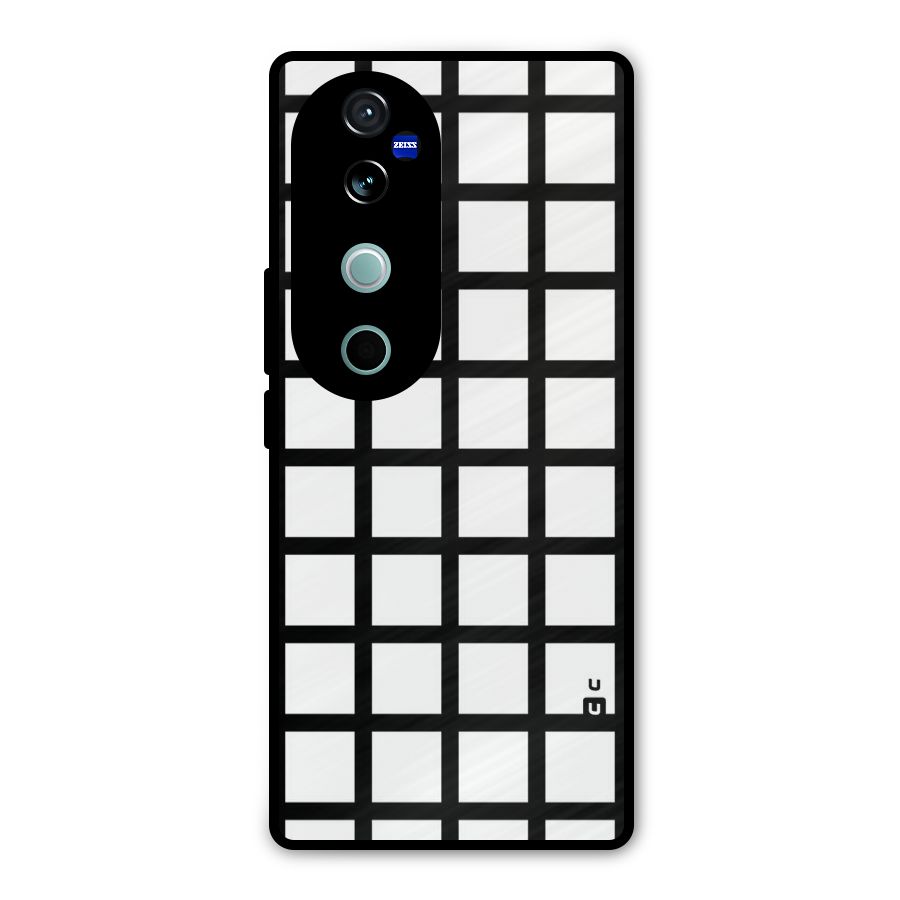 Aesthetic Grid Lines Metal Back Case for Vivo V40 Pro