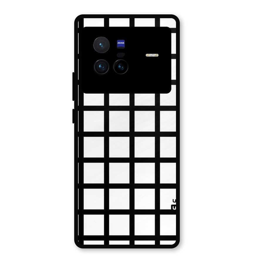 Aesthetic Grid Lines Metal Back Case for Vivo X80