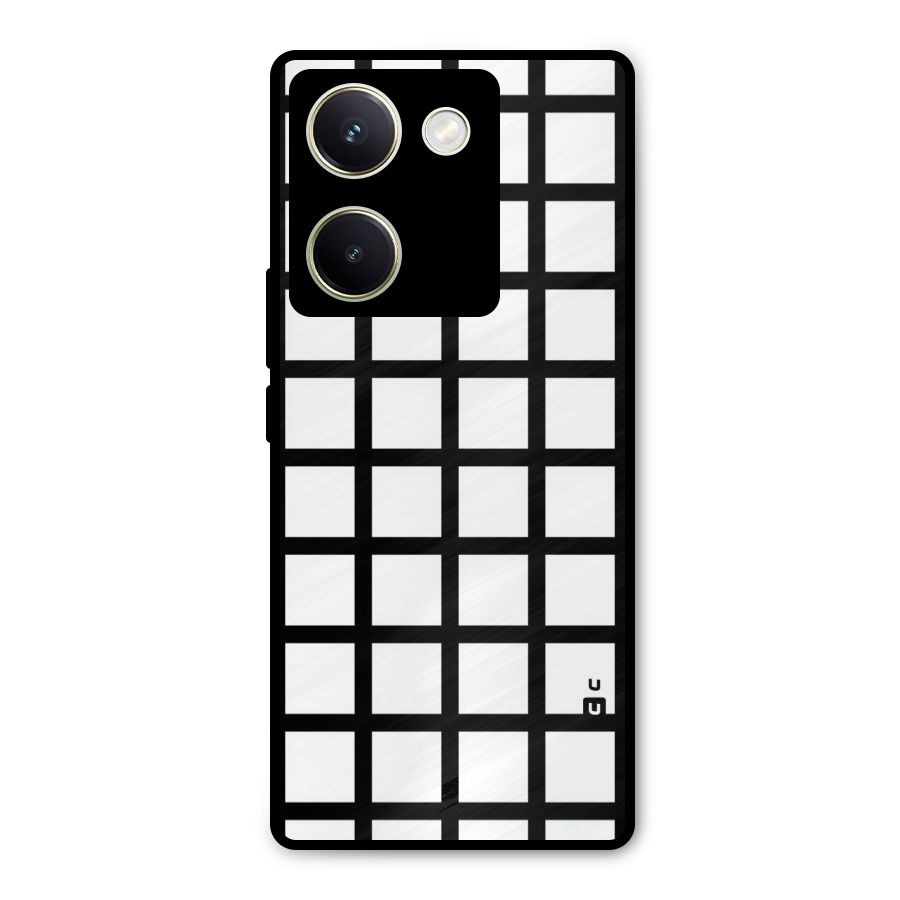 Aesthetic Grid Lines Metal Back Case for Vivo Y200 Pro