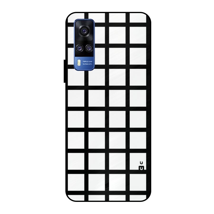 Aesthetic Grid Lines Metal Back Case for Vivo Y51