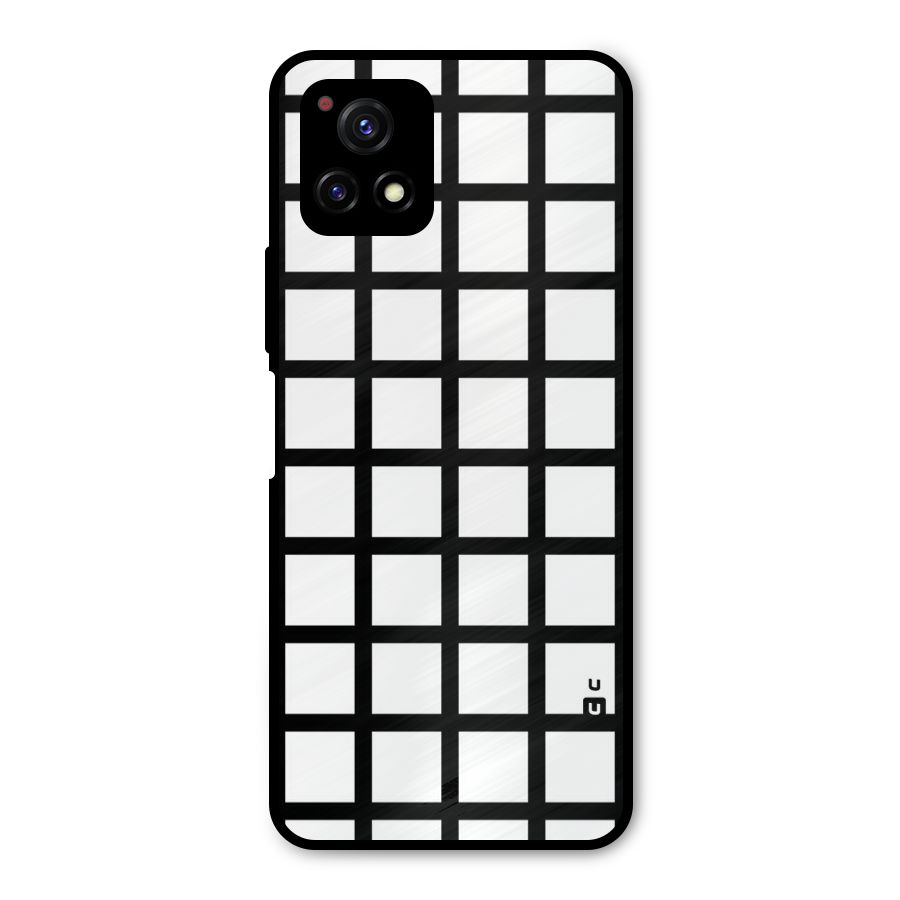 Aesthetic Grid Lines Metal Back Case for Vivo Y72 5G