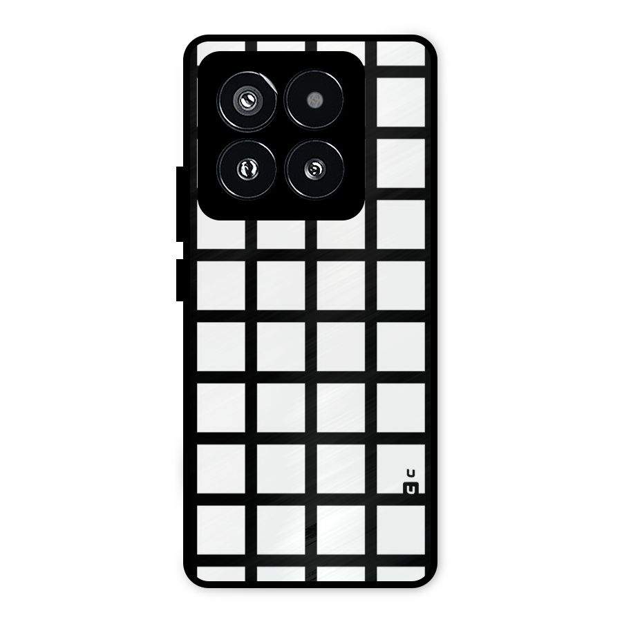 Aesthetic Grid Lines Metal Back Case for Xiaomi 14 Pro