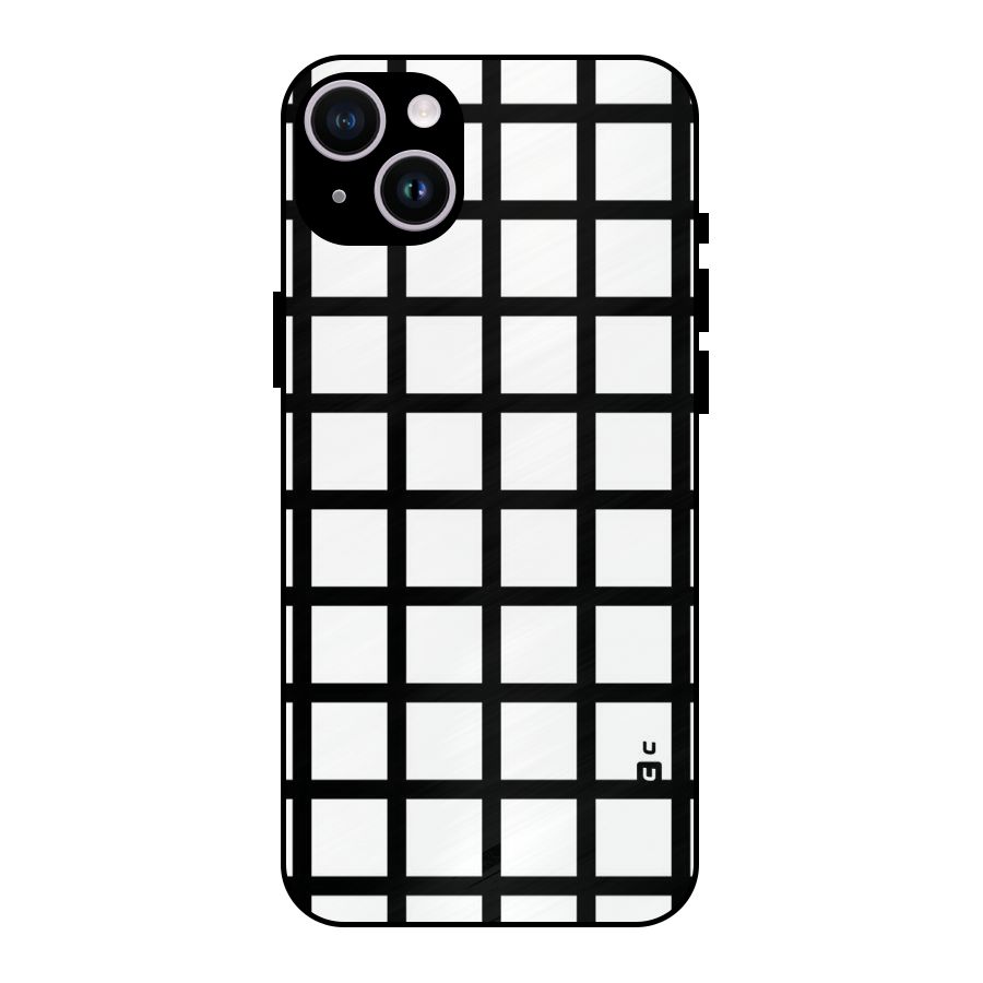 Aesthetic Grid Lines Metal Back Case for iPhone 14 Plus