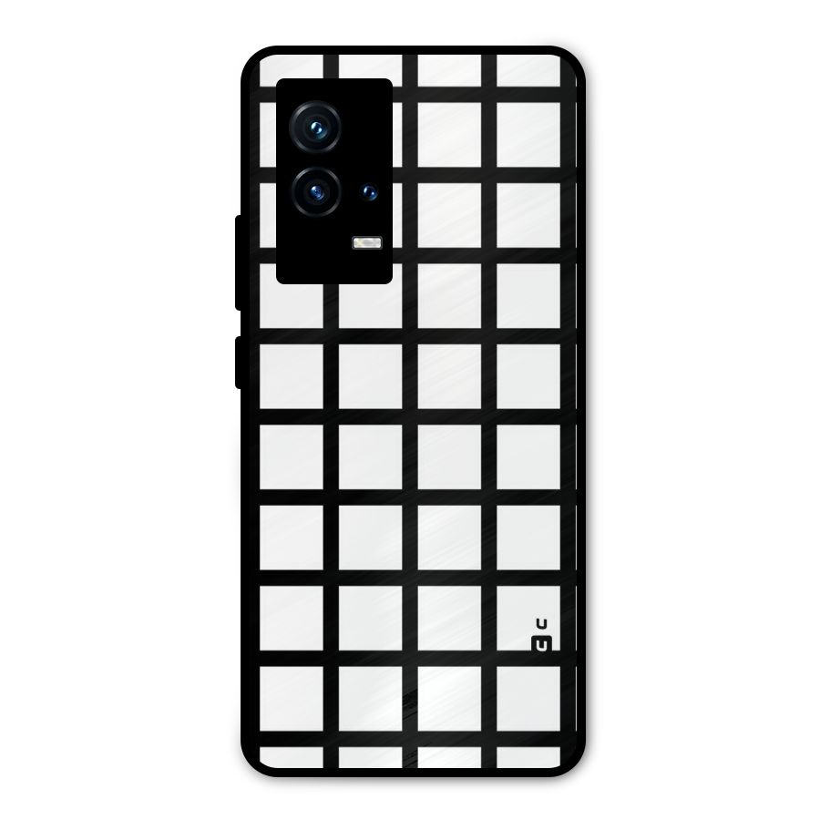 Aesthetic Grid Lines Metal Back Case for iQOO 9 5G
