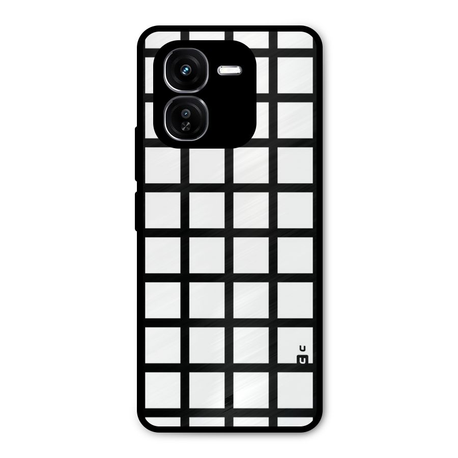 Aesthetic Grid Lines Metal Back Case for iQOO Z9x
