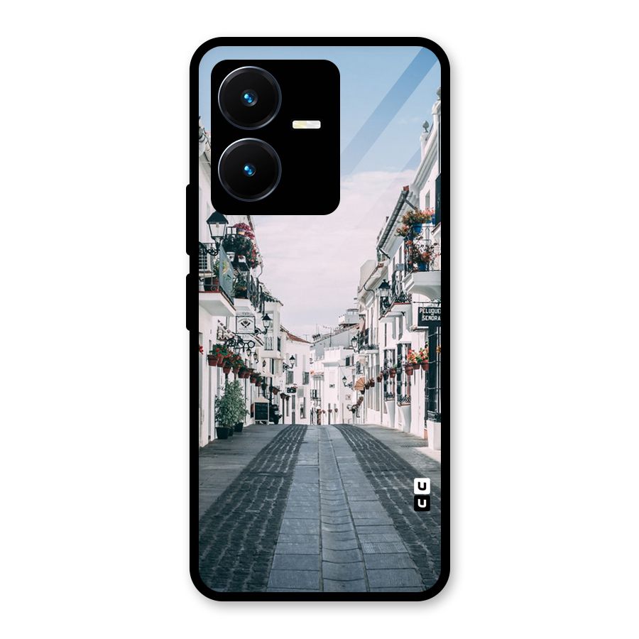 Aesthetic Street Glass Back Case for Vivo Y22s